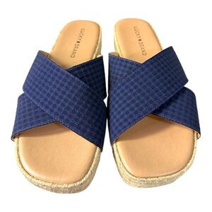 Lucky Brand Navy Espadrille Platform Slides - Size 7
